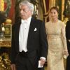 Mario Vargas Llosa et Isabel Preysler faisaient partie des invités conviés par le roi Felipe VI et la reine Letizia d'Espagne, le 27 février 2019 au palais royal à Madrid à un dîner de gala en l'honneur de la visite du président du Pérou, Martin Alberto Vizcarra Cornejo.