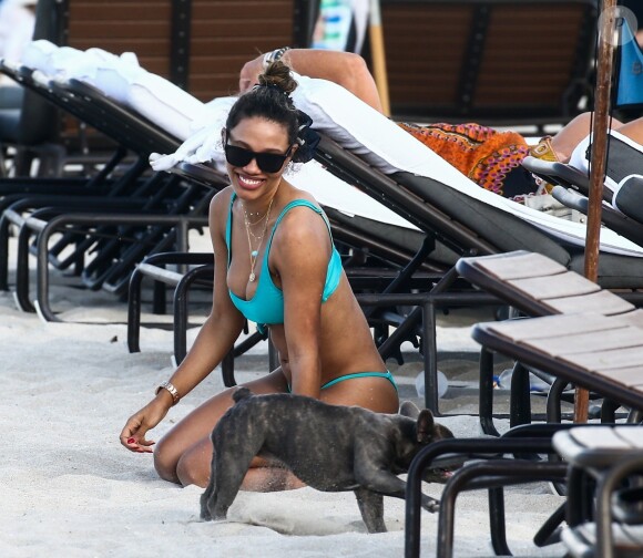 Jessica Ledon sur une plage à Miami, le 09 mars 2019.