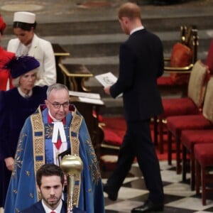 La reine Elisabeth II d'Angleterre, le prince Charles, prince de Galles, et Camilla Parker Bowles, duchesse de Cornouailles, le prince William, duc de Cambridge, et Catherine (Kate) Middleton, duchesse de Cambridge, le prince Harry, duc de Sussex, et Meghan Markle, duchesse de Sussex, enceinte, - La famille royale britannique à la messe en l'honneur de la journée du Commonwealth à l'abbaye de Westminster à Londres, Royaume Uni, le 11 mars 2019.