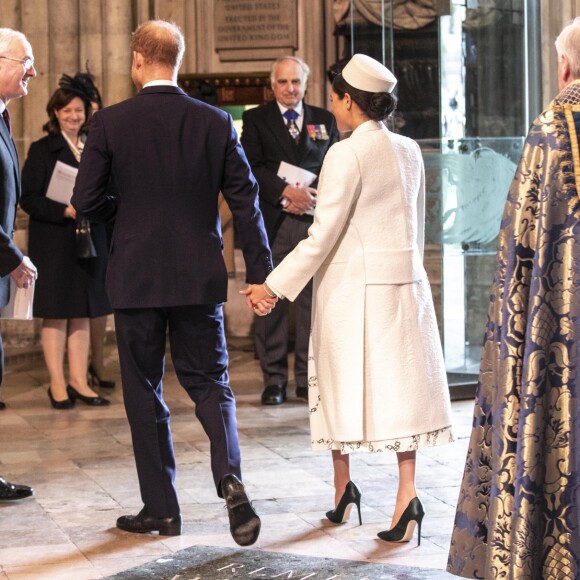 Le prince Harry, duc de Sussex, et Meghan Markle, duchesse de Sussex, enceinte - La famille royale britannique à la messe en l'honneur de la journée du Commonwealth à l'abbaye de Westminster à Londres, Royaume Uni, le 11 mars 2019.