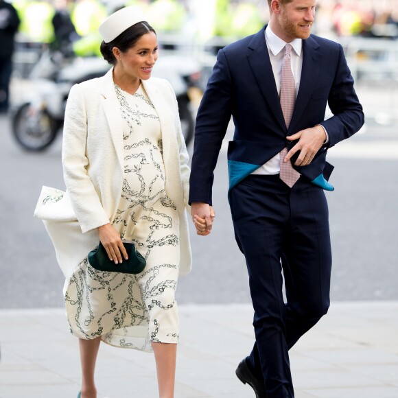 Meghan Markle, duchesse de Sussex (enceinte) et le prince Harry, duc de Sussex - Arrivée de la famille royale britannique à la messe en l'honneur de la journée du Commonwealth à l'abbaye de Westminster à Londres, le 11 mars 2019. 11 March 2019.