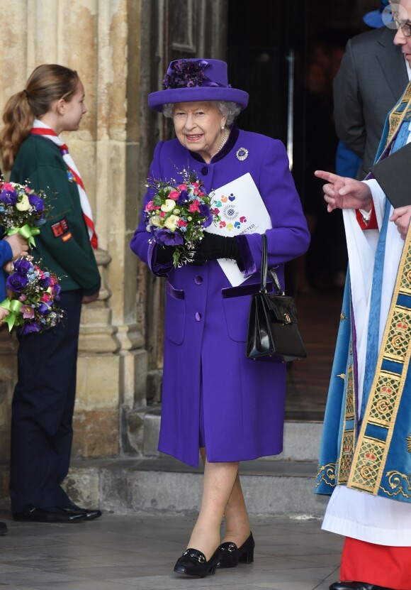 La reine Elisabeth II d'Angleterre - Départ des participants à la messe en l'honneur de la journée du Commonwealth à l'abbaye de Westminster à Londres le 11 mars 2019.