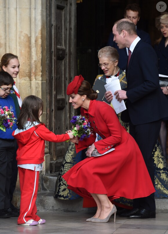 Catherine Kate Middleton, duchesse de Cambridge - Départ des participants à la messe en l'honneur de la journée du Commonwealth à l'abbaye de Westminster à Londres le 11 mars 2019.