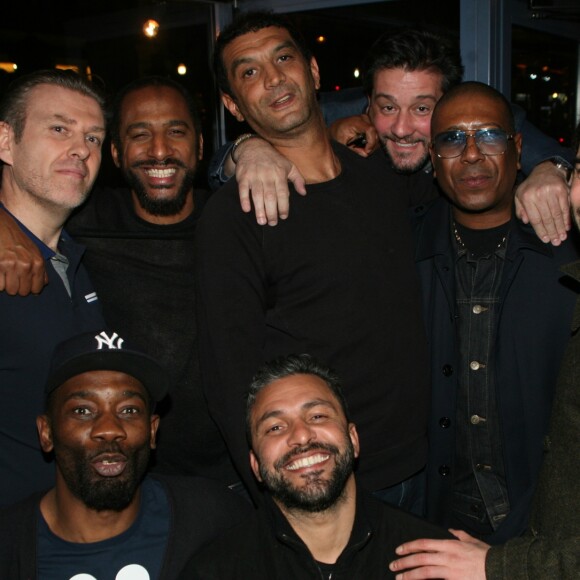 Exclusif - David Desclos, Stomy Bugsy, Ramzy Bedia, Titoff, Canardo le frère de la Fouine, Passi et Jean-Rachid Kallouche - David Desclos fait son show dans son spectacle "Ecroué de rire" au Jamel Comedy Club à Paris le 11 mars 2019. © JLPPA/Bestimage