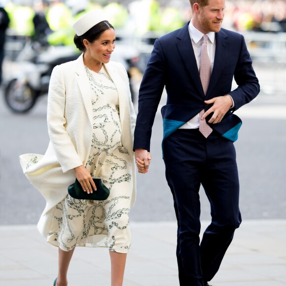 Meghan Markle, duchesse de Sussex (enceinte) et le prince Harry, duc de Sussex - Arrivée de la famille royale britannique à la messe en l'honneur de la journée du Commonwealth à l'abbaye de Westminster à Londres, le 11 mars 2019.