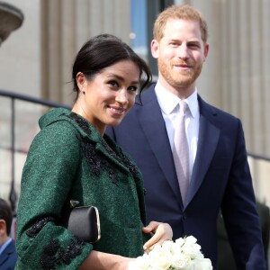 Le prince Harry, duc de Sussex, Meghan Markle, enceinte, duchesse de Sussex, lors de leur visite à Canada House dans le cadre d'une cérémonie pour la Journée du Commonwealth à Londres le 11 mars 2019.