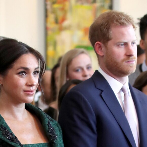 Le prince Harry, duc de Sussex, Meghan Markle, enceinte, duchesse de Sussex, lors de leur visite à Canada House dans le cadre d'une cérémonie pour la Journée du Commonwealth à Londres le 11 mars 2019.