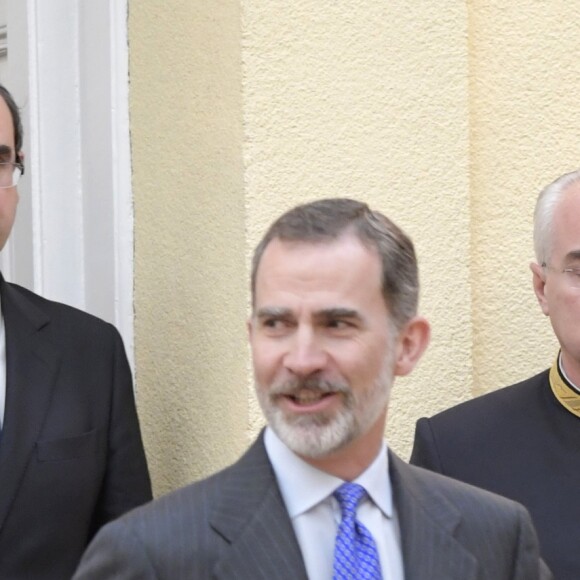 Le roi Felipe VI d'Espagne recevait le 11 mars 2019 au palais du Pardo à Madrid les lauréats du 37e concours scolaire "Qu'est-ce qu'un roi pour toi ?".