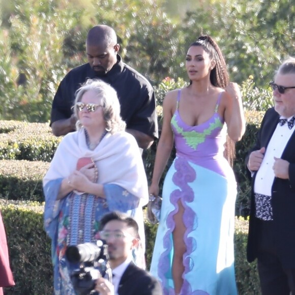 Exclusif - Kim Kardashian et Kanye West au mariage du rappeur Chance The Rapper et de sa compagne Kirsten Corley à Newport Beach. Le 9 mars 2019.