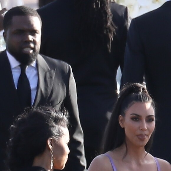 Exclusif - Kim Kardashian et Kanye West au mariage du rappeur Chance The Rapper et de sa compagne Kirsten Corley à Newport Beach. Le 9 mars 2019.