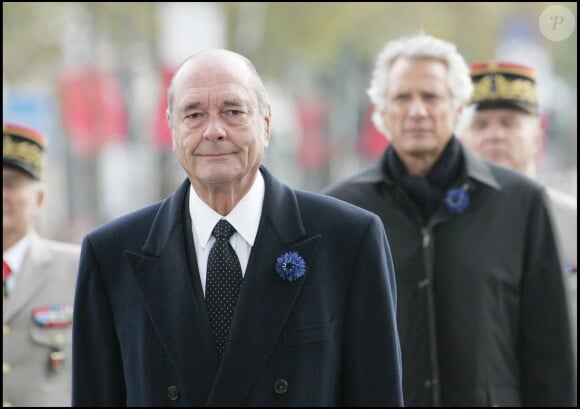 LE PRESIDENT DE LA REPUBLIQUE, JACQUES CHIRAC ET LE PREMIER MINISTRE DOMINIQUE DE VILLEPIN - CEREMONIES MARQUANT LE 88 EME ANNIVERSAIRE DE L'ARMISTICE DE 1918 11/11/2006 - Paris