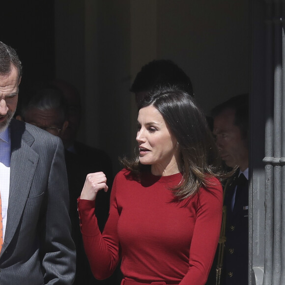 La reine Letizia et le roi Felipe VI d'Espagne avaient le 21 mars 2019 une réunion avec des experts scientifiques au palais du Pardo à Madrid sur la recherche scientifique espagnole.