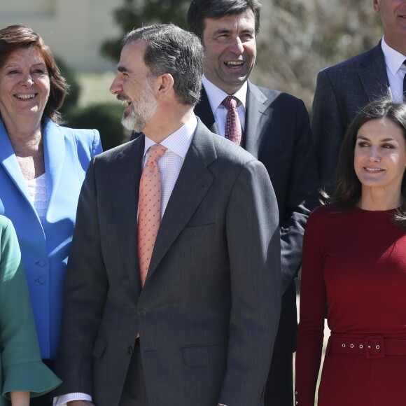 La reine Letizia et le roi Felipe VI d'Espagne avaient le 21 mars 2019 une réunion avec des experts scientifiques au palais du Pardo à Madrid sur la recherche scientifique espagnole.