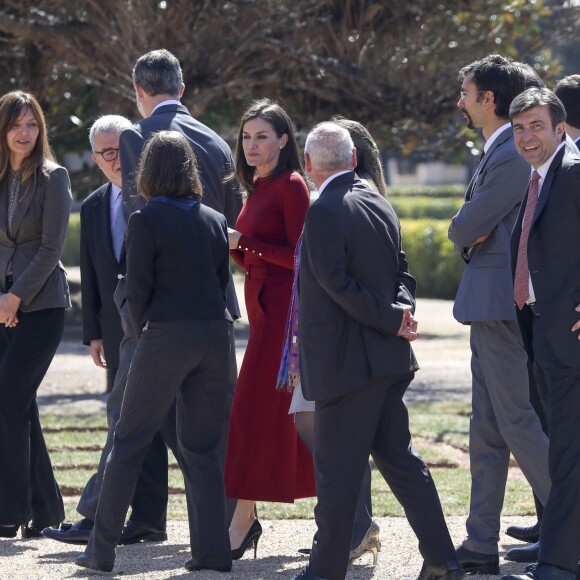 La reine Letizia et le roi Felipe VI d'Espagne avaient le 21 mars 2019 une réunion avec des experts scientifiques au palais du Pardo à Madrid sur la recherche scientifique espagnole.