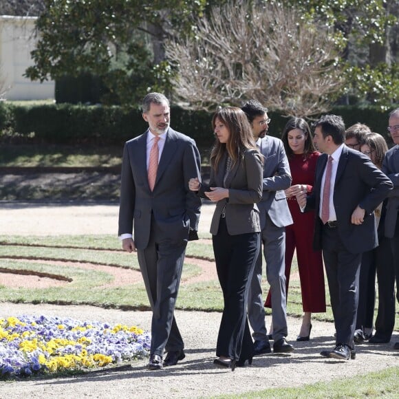 La reine Letizia et le roi Felipe VI d'Espagne avaient le 21 mars 2019 une réunion avec des experts scientifiques au palais du Pardo à Madrid sur la recherche scientifique espagnole.