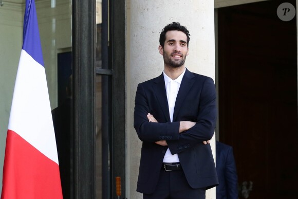 Martin Fourcade - Les athlètes des Jeux Olympiques et Paralympiques de PyeongChang arrivent au palais de l'Elysée à Paris pour une réception avec le président de la République le 13 avril 2018. © Stéphane Lemouton / Bestimage