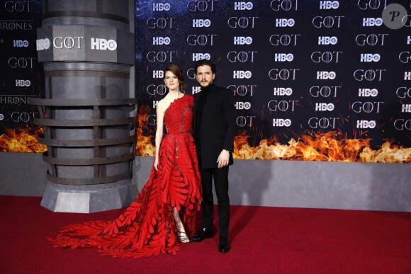 Kit Harington et sa femme Rose Leslie à la première de "Game of Thrones - Saison 8" au Radio City Music Hall à New York, le 3 avril 2019.