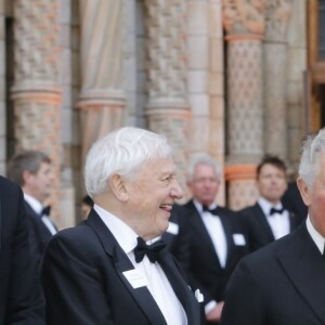 Le prince William, duc de Cambridge, Sir David Attenborough, le prince Charles, prince de Galles, le prince Harry, duc de Sussex, à la première de la série Netflix "Our Planet" au Musée d'Histoires Naturelles à Londres, le 4 avril 2019.