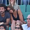 Laure Manaudou et son compagnon Jérémy Frérot (du groupe Fréro Delavega) dans les tribunes lors de la finale des Internationaux de tennis de Roland-Garros à Paris, le 7 juin 2015.07/06/2015 - Paris