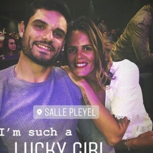 Laure Manaudou au concert de son mari Jérémy Frérot à la salle Pleyel, à Paris, avec son petit frère Florent Manaudou, le 4 avril 2019.