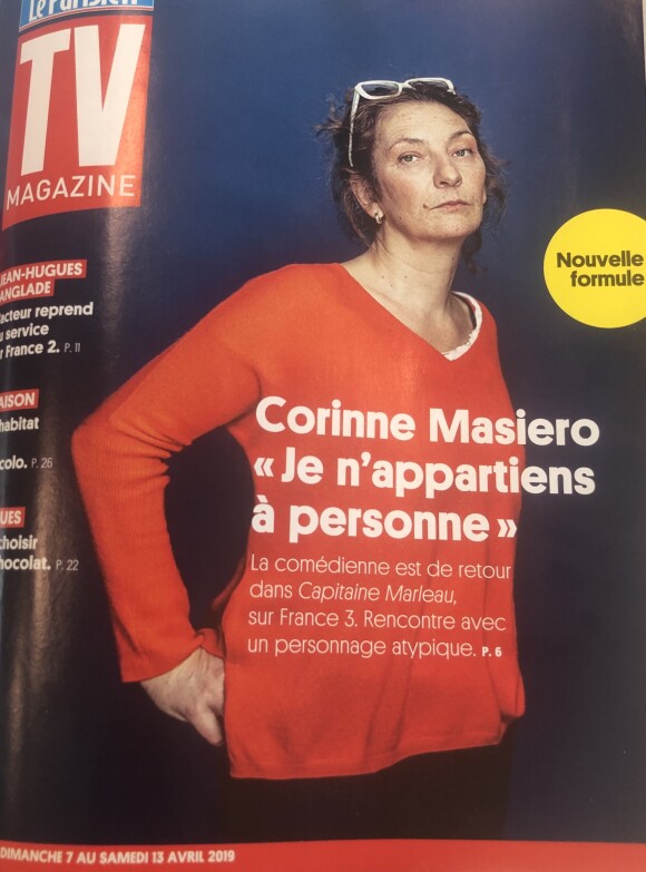 Corinne Masiero en couverture de "TV Magazine" en kiosques le 6 avril 2019.