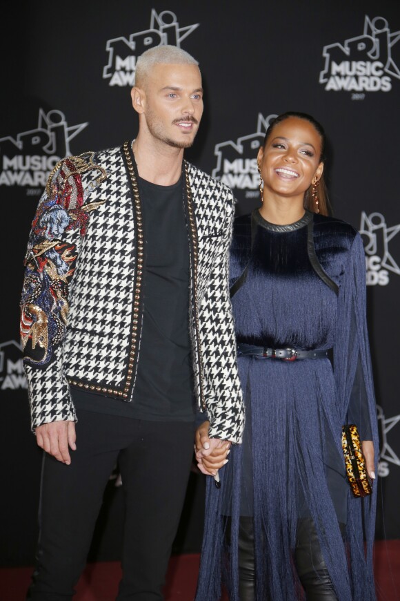 Le chanteur français M. Pokora (Matt Pokora) et sa compagne la chanteuse américaine Christina Milian - 19ème édition des NRJ Music Awards à Cannes le 4 novembre 2017. © Christophe Aubert via Bestimage