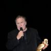 Exclusif - Gérard Depardieu reçoit un Ibis d'or pour l'ensemble de sa carrière sur la scène du palais de congrès Atlantia lors du 5ème festival du cinéma et musique de film de la Baule le 4 novembre 2018. © Rachid Bellak/Bestimage