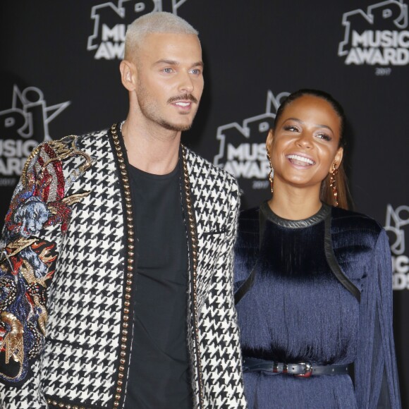 Le chanteur français M. Pokora (Matt Pokora) et sa compagne la chanteuse américaine Christina Milian - 19ème édition des NRJ Music Awards à Cannes le 4 novembre 2017. © Christophe Aubert via Bestimage