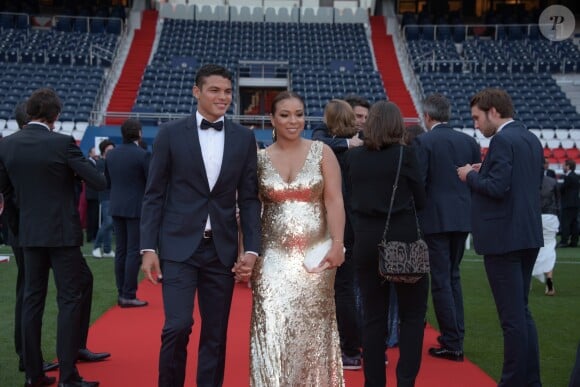 Exclusif - Thiago Silva et sa femme Isabele - 5ème dîner de gala de la fondation Paris Saint-Germain au parc des Princes à Paris, France, le 15 mai 2018. © Rachid Bellak/Bestimage