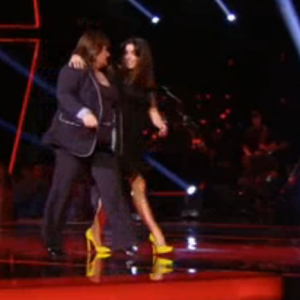 Les chaussures de Jenifer dans "The Voice" le 27 avril 2019. Elles sont sginées Maison Casade et valent 550 euros.