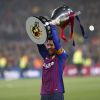 Lionel Messi le 27 avril 2019 au Camp Nou après la victoire (1-0) du FC Barcelone contre Levante, assurant au club catalan un 26e titre de champion d'Espagne.