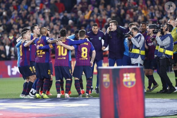 Le FC Barcelone a fêté son 26e titre de champion d'Espagne le 27 avril 2019 au Camp Nou après la victoire (1-0) contre Levante.
