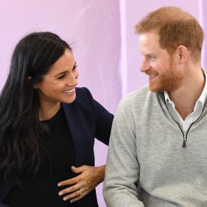 Le prince Harry, duc de Sussex, et Meghan Markle, duchesse de Sussex, enceinte visitent le "Lycée Qualifiant Grand Atlas"à Asni, dans le cadre de leur voyage officiel au Maroc, le 24 février 2019.