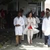 La reine Letizia d'Espagne en visite dans un centre de soins et de recherches à Manica au Mozambique le 29 avril 2019