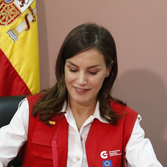 La reine Letizia d'Espagne à l'aéroport de Beira lors de sa visite officielle au Mozambique le 30 avril 2019