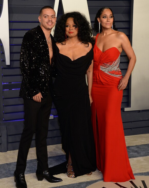 Diana Ross entourée de son fils Evan Ross et sa fille Tracee Ellis Ross - Soirée Vanity Fair Oscar Party à Los Angeles. Le 24 février 2019.