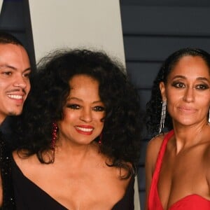 Diana Ross avec ses enfants Evan Ross et Tracee Ellis Ross à la soirée Vanity Fair Oscar Party à Los Angeles, le 24 février 2019.