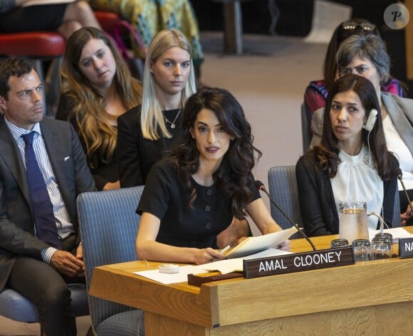 Amal Clooney et Nadia Murad - Conférence "Women and peace and security: Sexual vialence in conflict" aux Nations Unies à New York. Le 23 avril 2019