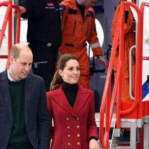 Le prince William, duc de Cambridge, Catherine Kate Middleton, duchesse de Cambridge lors d'une visite de la base de secours de Caenarfon le 8 mai 2019.