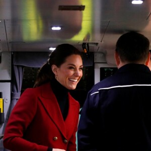 Catherine Kate Middleton, duchesse de Cambridge lors d'une visite de la base de secours de Caenarfon le 8 mai 2019.