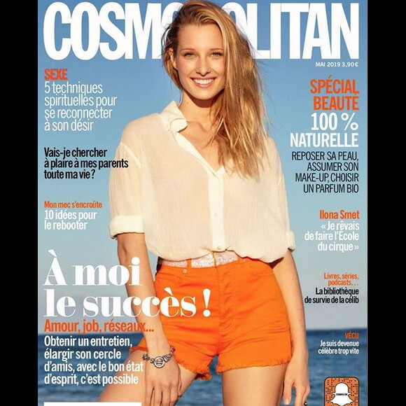 Ilona Smet en couverture de l'édition française du magazine Cosmopolitan. Numéro de mai 2019.