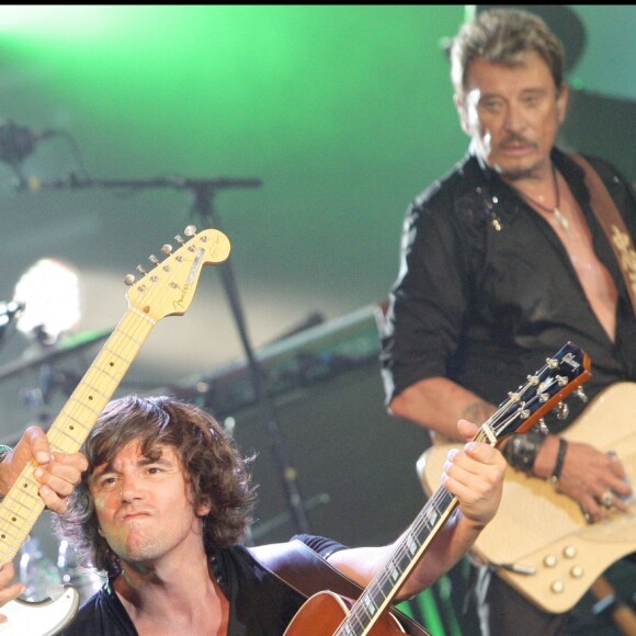 EXCLU - Robin Le Mesurier, Philippe Uminski et Johnny Hallyday - Concert à Monaco, le 22 juillet 2009.