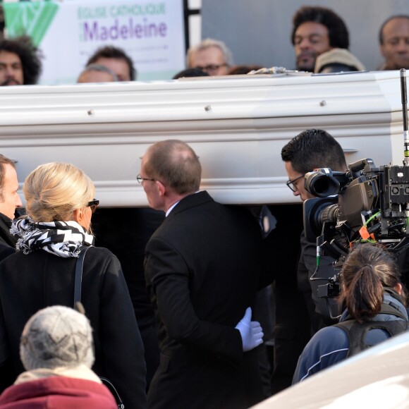 Le président Emmanuel Macron et sa femme Brigitte Macron - Eglise de La Madeleine pour les obsèques de Johnny Hallyday à Paris le 8 décembre 2017. © Veeren/Bestimage