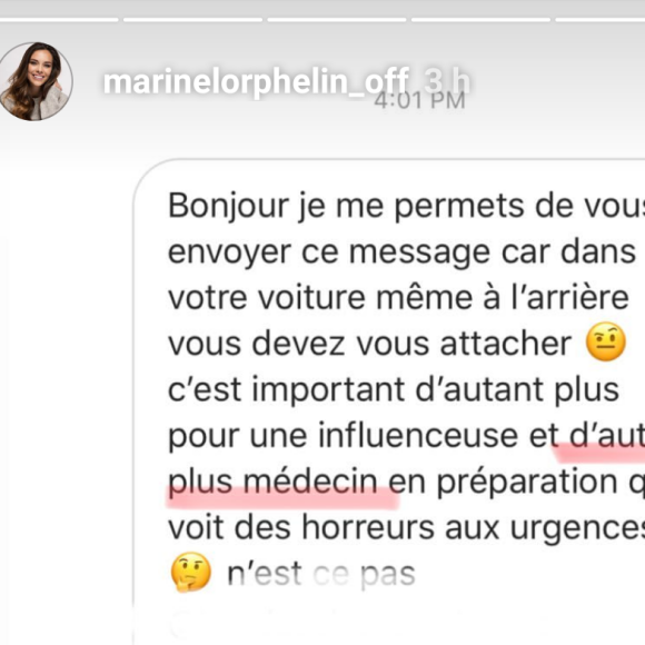 Marine Lorphelin dévoile un échange avec un abonné - 11 mai 2019