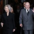 Le roi Juan Carlos Ier et la reine Sofia d'Espagne se sont recueillis le 10 mai 2019 à la chapelle ardente installée au Parlement à Madrid suite à la mort de l'homme politique Alfredo Perez Rubalcaba.