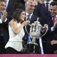 La reine Letizia d'Espagne lors de la finale de Copa de la Reina à Grenade, le 11 mai 2019, remportée par la Real Sociedad.