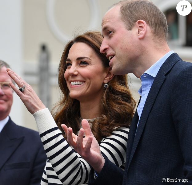 Le prince William, duc de Cambridge, et Kate Catherine Middleton, duchesse de Cambridge, au lancement de la King's Cup, une régate qui se déroulera au mois d'août sur l'île de Wight, à Londres. Le 7 mai 2019 On may 7th 2019.