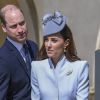 Le prince William, duc de Cambridge, et Catherine (Kate) Middleton, duchesse de Cambridge, à la sortie de la messe de Pâques à la chapelle Saint-Georges du château de Windsor, le 21 avril 2019.