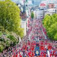 Image des célébrations de la Fête nationale norvégienne le 17 mai 2019 devant le palais royal à Oslo.