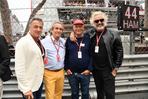 Jean Alesi, Jacky Ickx, Niki Lauda et Flavio Briatore - People au 76ème Grand Prix de Formule 1 de Monaco le 27 mai 2018. © Bruno Bebert/Bestimage